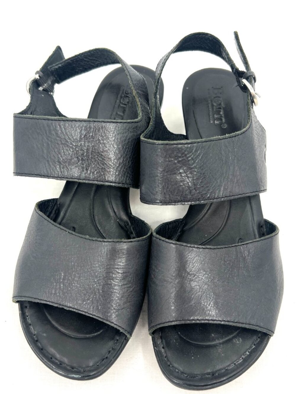Born Black Leather Heeled Sandals Size 8 - Picture 6 of 10